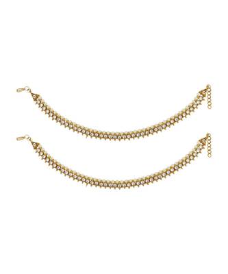 Traditional Gold Plated Pearl and Stone Studded Bridal Anklet/ Payal 2