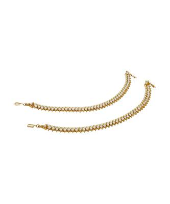Traditional Gold Plated Pearl and Stone Studded Bridal Anklet/ Payal 3