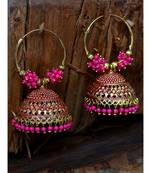 Pink & Gold Plated Enamelled Dome Shaped Jhumkas