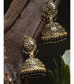 Gold Plated & Black Enamelled Dome Shaped Jhumkas