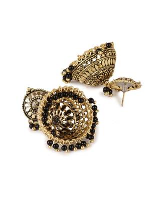 Gold Plated & Black Enamelled Dome Shaped Jhumkas 3