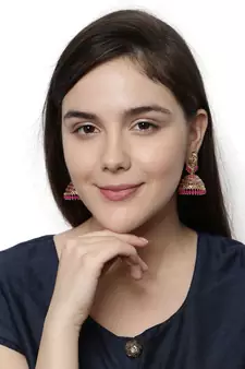 Gold plated Pink Dome Shaped Enamelled Jhumkas