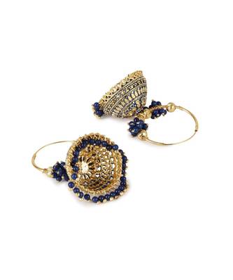 Blue & Gold Plated Enamelled Dome Shaped Jhumkas 3