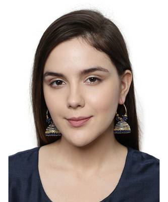 Blue & Gold Plated Enamelled Dome Shaped Jhumkas 4