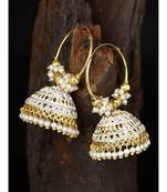 White & Gold Plated Enamelled Dome Shaped Jhumkas