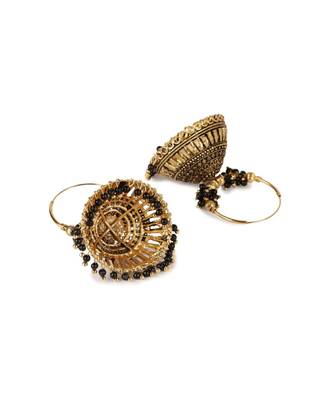 Black & Gold Plated Enamelled Dome Shaped Jhumkas 3