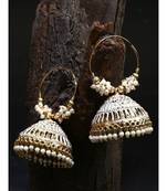 White & Gold Plated Enamelled Dome Shaped Jhumkas