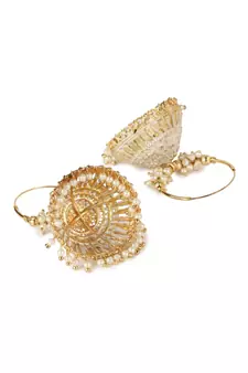 White & Gold Plated Enamelled Dome Shaped Jhumkas