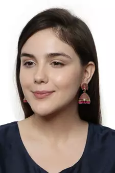 Gold Plated & Pink Peacock Shaped Enamelled Jhumkas