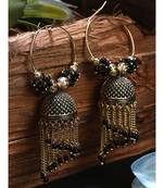 Black & Gold Plated Enamelled Dome Shaped Jhumkas