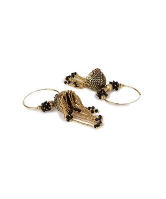Black & Gold Plated Enamelled Dome Shaped Jhumkas 3