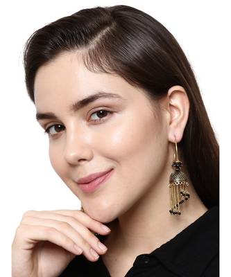 Black & Gold Plated Enamelled Dome Shaped Jhumkas 4