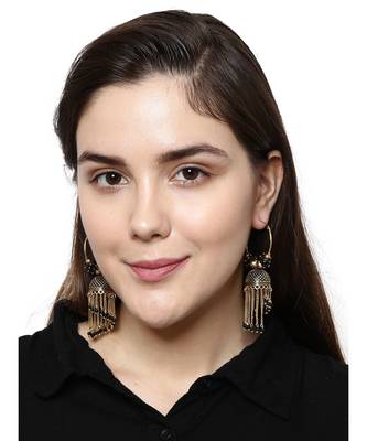 Black & Gold Plated Enamelled Dome Shaped Jhumkas 5