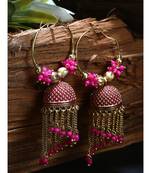Pink & Gold Plated Enamelled Dome Shaped Jhumkas