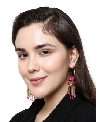 Pink & Gold Plated Enamelled Dome Shaped Jhumkas 5