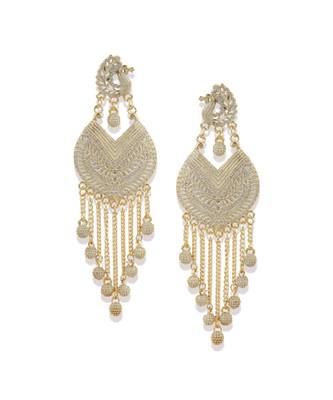 White & Gold Plated Enamelled Peacock Shaped Drop Earrings 2