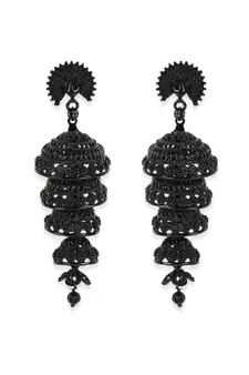 Designer Gun Metal Painted Peacock Shape 4 floor Stylish Jhumki