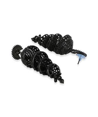 Designer Gun Metal Painted Peacock Shape 4 floor Stylish Jhumki 3