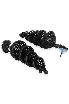 Designer Gun Metal Painted Peacock Shape 4 floor Stylish Jhumki