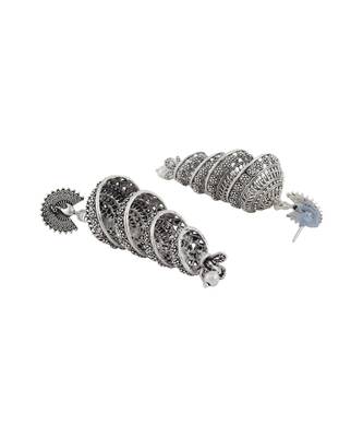 Designer Silver Plated Party Wear 5 Floor Jhumka Earring Onesize Silver 3