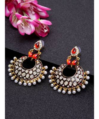 Traditional Gold Plated Meenakari Chandbali Style Party Wear Earring 1