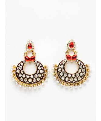 Traditional Gold Plated Meenakari Chandbali Style Party Wear Earring 2