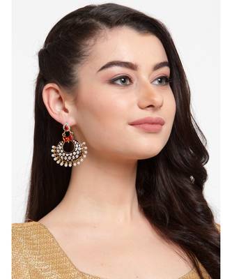 Traditional Gold Plated Meenakari Chandbali Style Party Wear Earring 4