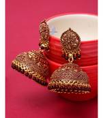 Traditional Gold Plated Enamelled Dome Shaped Jhumki / Jhumka Earring Onesize Maroon