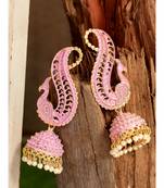 Gold Plated Exclusive Traditional Pink Jhumka Earring