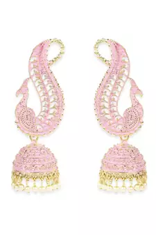 Gold Plated Exclusive Traditional Pink Jhumka Earring
