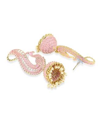 Gold Plated Exclusive Traditional Pink Jhumka Earring 3
