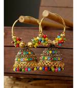 Traditional Gold Plated Multicolour Beaded Hoop Bali Light Weight Jhumki