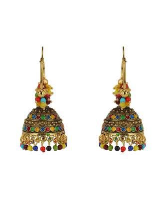 Traditional Gold Plated Multicolour Beaded Hoop Bali Light Weight Jhumki 2