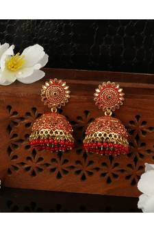 Designer Gold plated Enamelled Traditional Partywear Jhumki