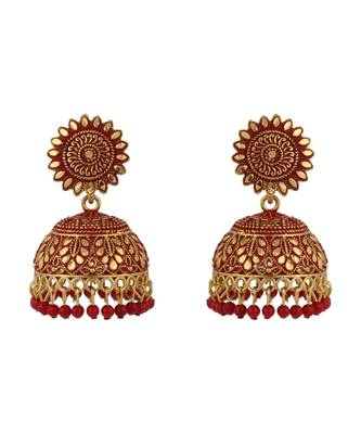 Designer Gold plated Enamelled Traditional Partywear Jhumki 2
