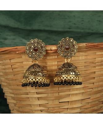 Designer Gold plated Enamelled Traditional Partywear Jhumki 1