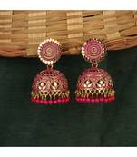 Designer Gold plated Enamelled Traditional Partywear Jhumki