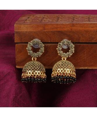 Designer Gold plated Enamelled Traditional Partywear Jhumki 1