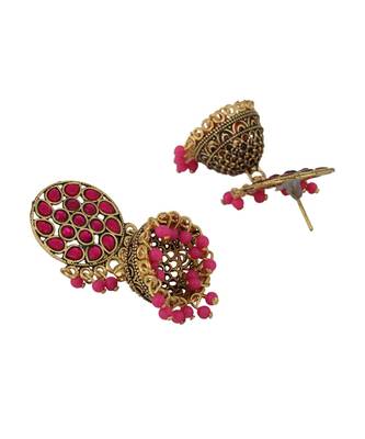 Designer Taditional Stone Studded Gold plated Party Wear Jhumka 3