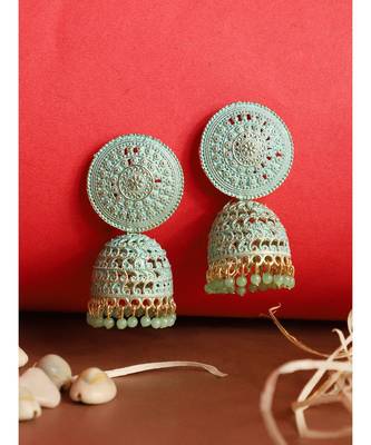 Traditional Enamelled Gold Plated Partywear Light Weight Jhumka 1