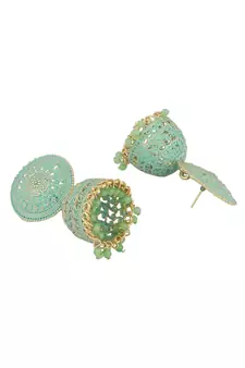 Traditional Enamelled Gold Plated Partywear Light Weight Jhumka