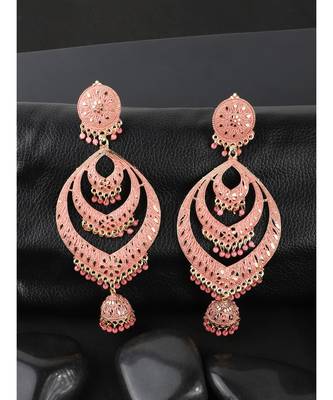 Traditional Enamelled Gold Plated Partywear Alloy Light Weight Jhumka 1