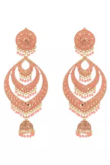 Traditional Enamelled Gold Plated Partywear Alloy Light Weight Jhumka