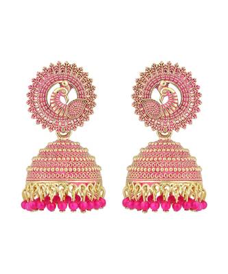 Traditional Enamelled Gold Plated Partywear Alloy Light Weight Jhumka 2