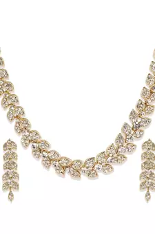 Gold Plated Traditional Stone Studded Light Weight Party Wear Necklace