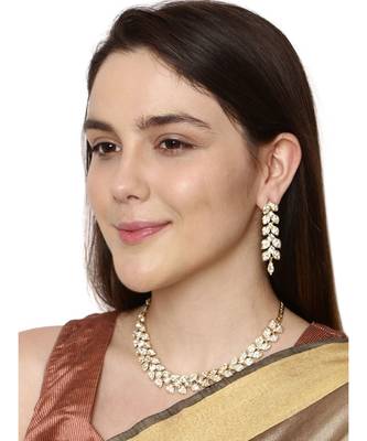Gold Plated Traditional Stone Studded Light Weight Party Wear Necklace 3