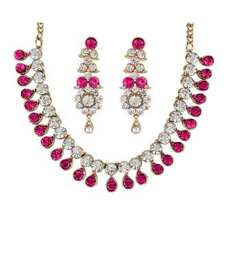 Gold Plated Traditional Stone Studded Light Weight Party Wear Necklace 1