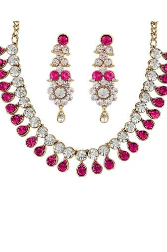 Gold Plated Traditional Stone Studded Light Weight Party Wear Necklace