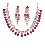 Gold Plated Traditional Stone Studded Light Weight Party Wear Necklace