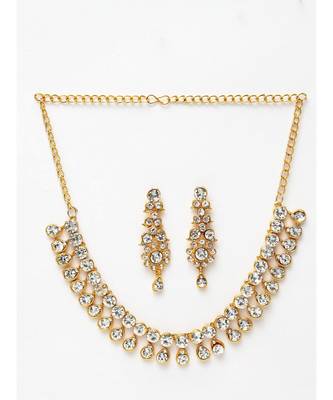 Gold Plated Traditional Stone Studded Light Weight Party Wear Necklace 2